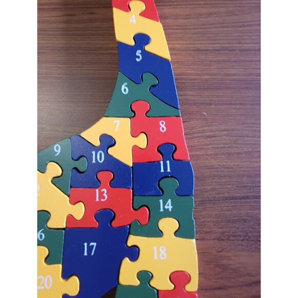 Vintage Wooden Giraffe Alphabet Puzzle 17in Tall Hand Painted Educational Toy - Picture 9 of 11